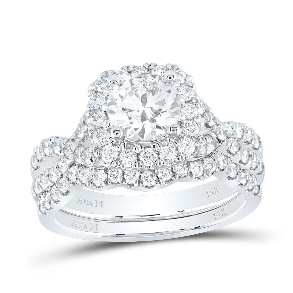 2 CTW-DIA ANA M 1CT-CRD BRIDAL SET 1 HALO