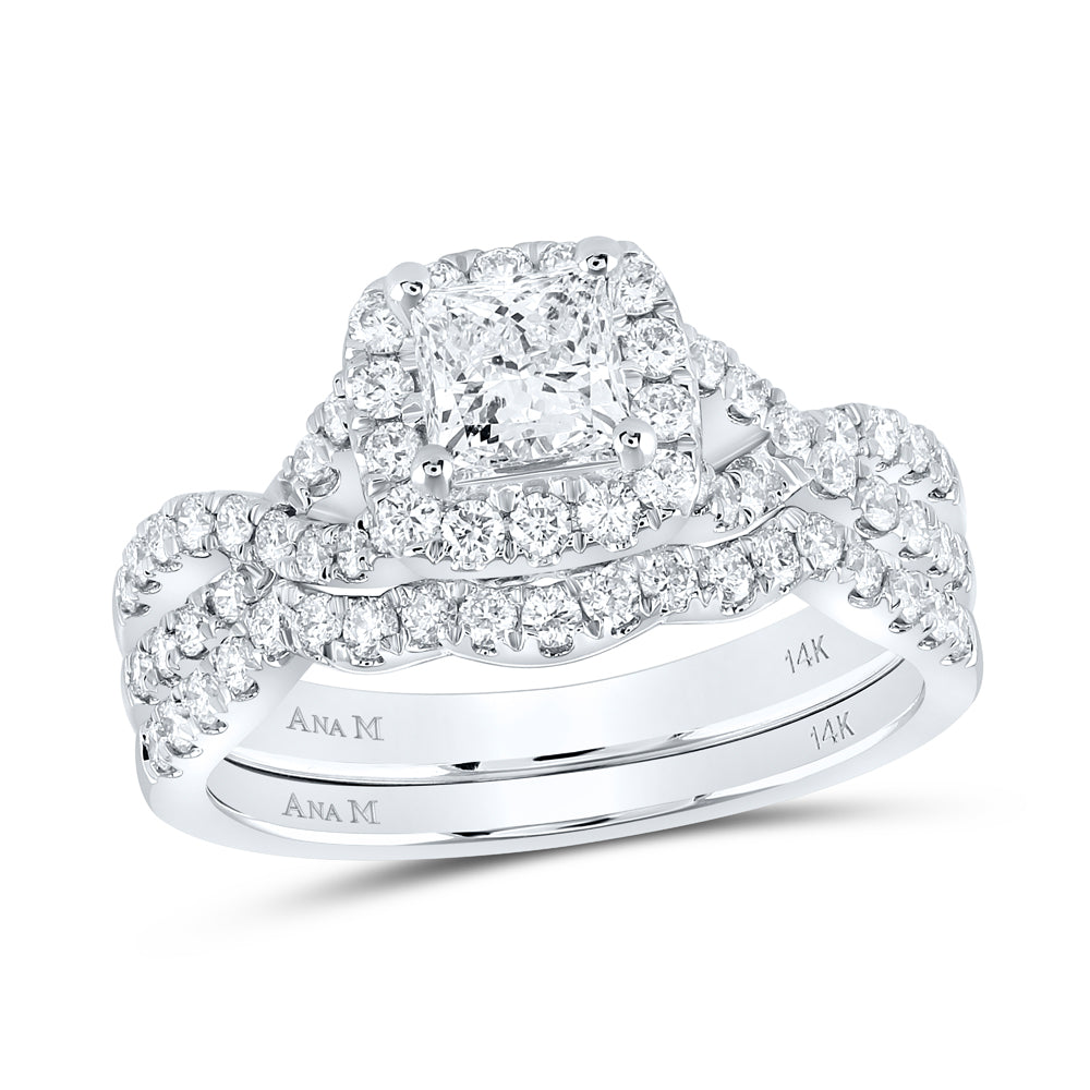 1 1/2CTW-DIA ANA M 3/4CT-CPR BRIDAL SET 1 HALO