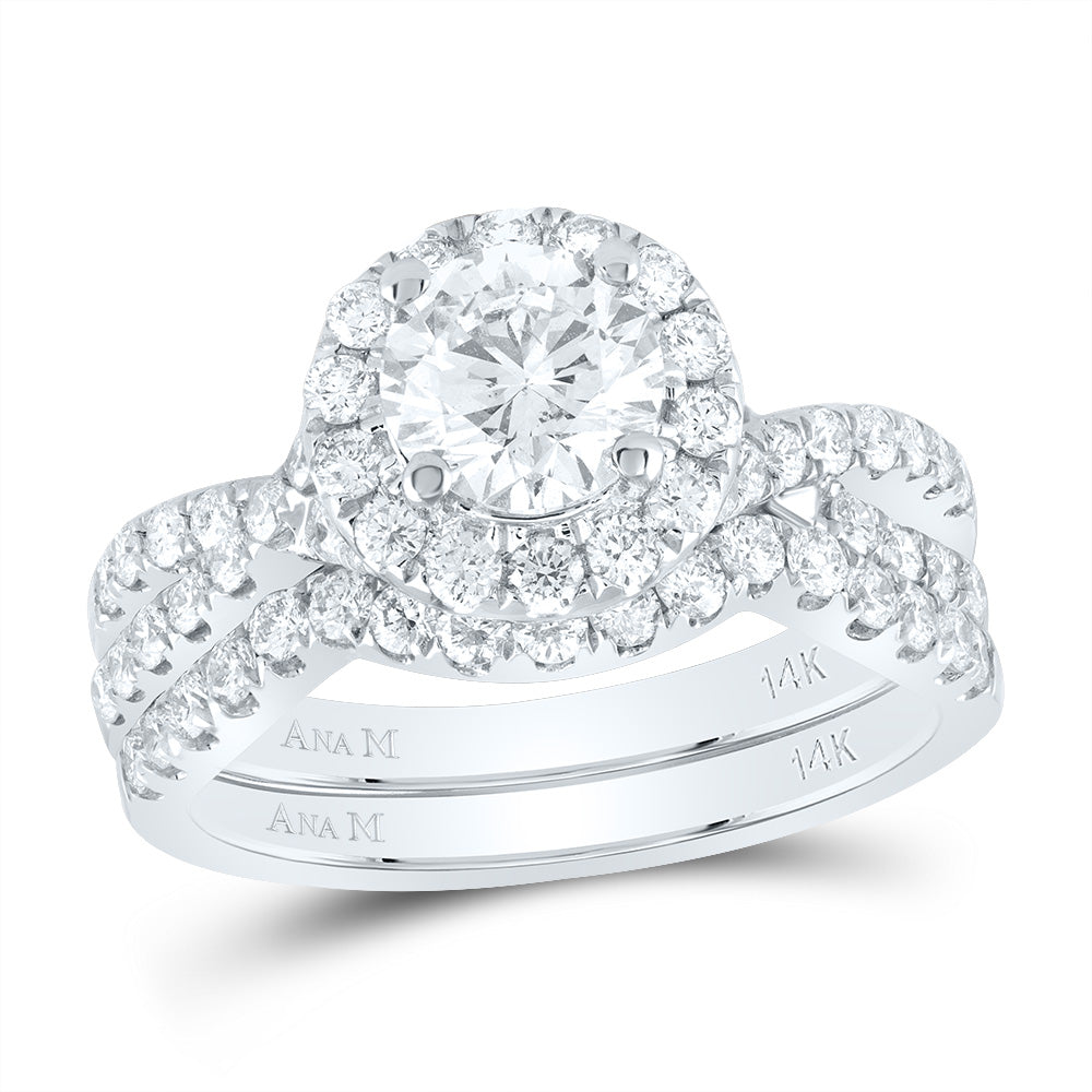 2 CTW-DIA ANA M 1CT-CRD BRIDAL SET 1 HALO