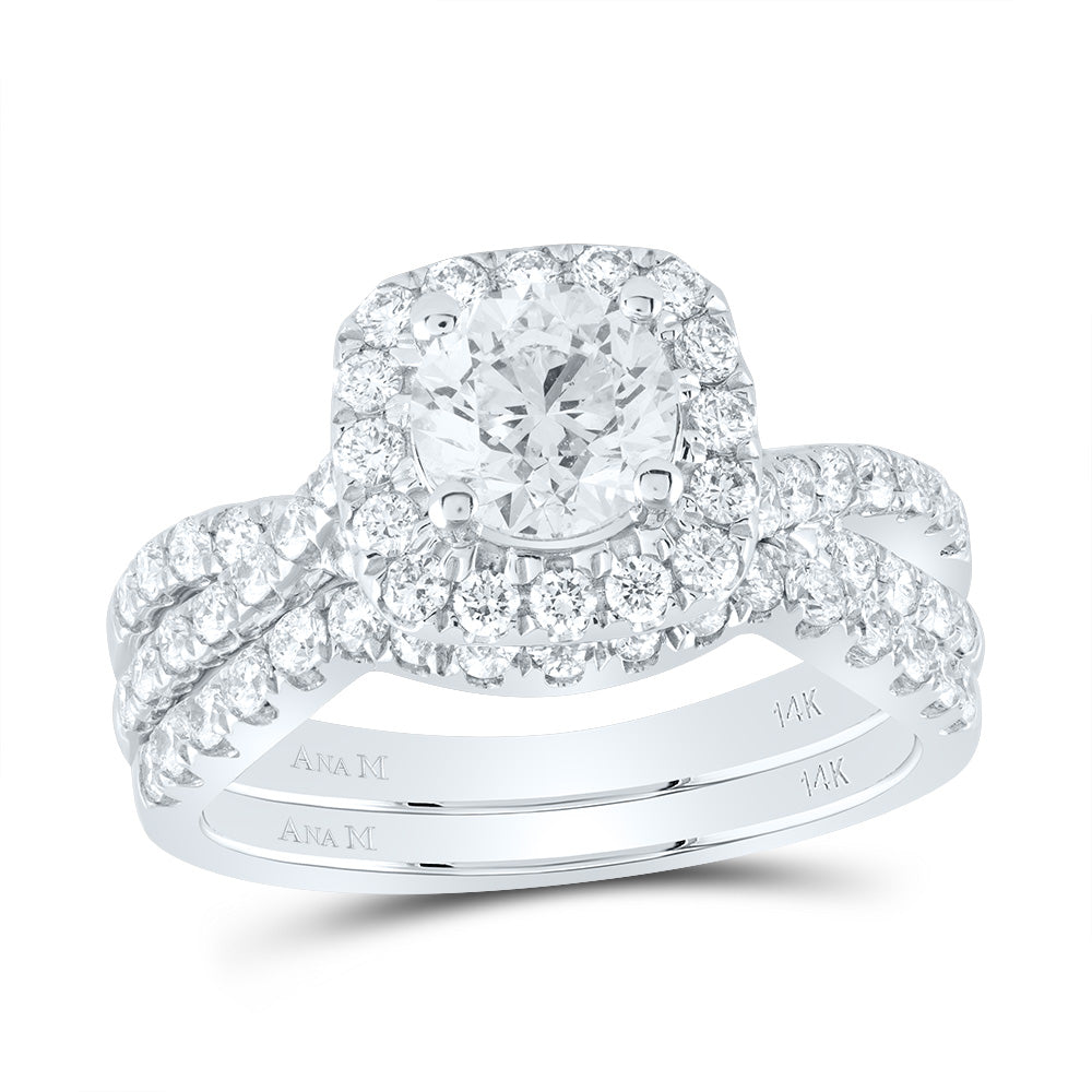 2 CTW-DIA ANA M 1CT-CRD BRIDAL SET 1 HALO