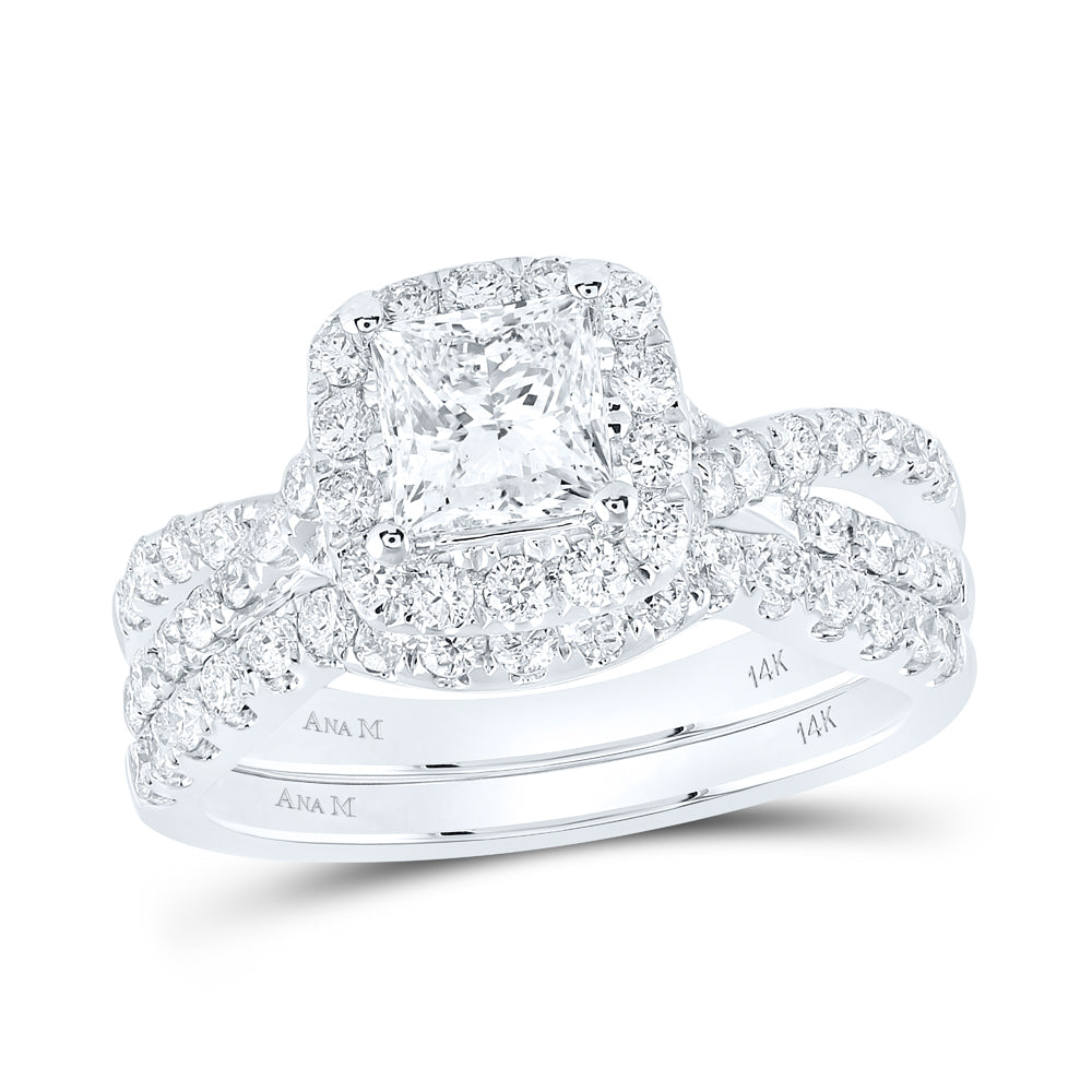 2 CTW-DIA ANA M 1CT-CPR BRIDAL SET 1 HALO