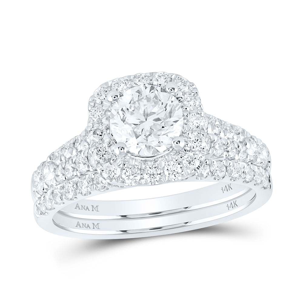 2 CTW-DIA ANA M 1CT-CRD BRIDAL SET 1 HALO
