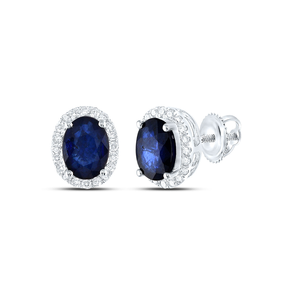 1/5CTW-DIA ANA M 7X5MM-SAPP NAT GEM OVAL EARRING