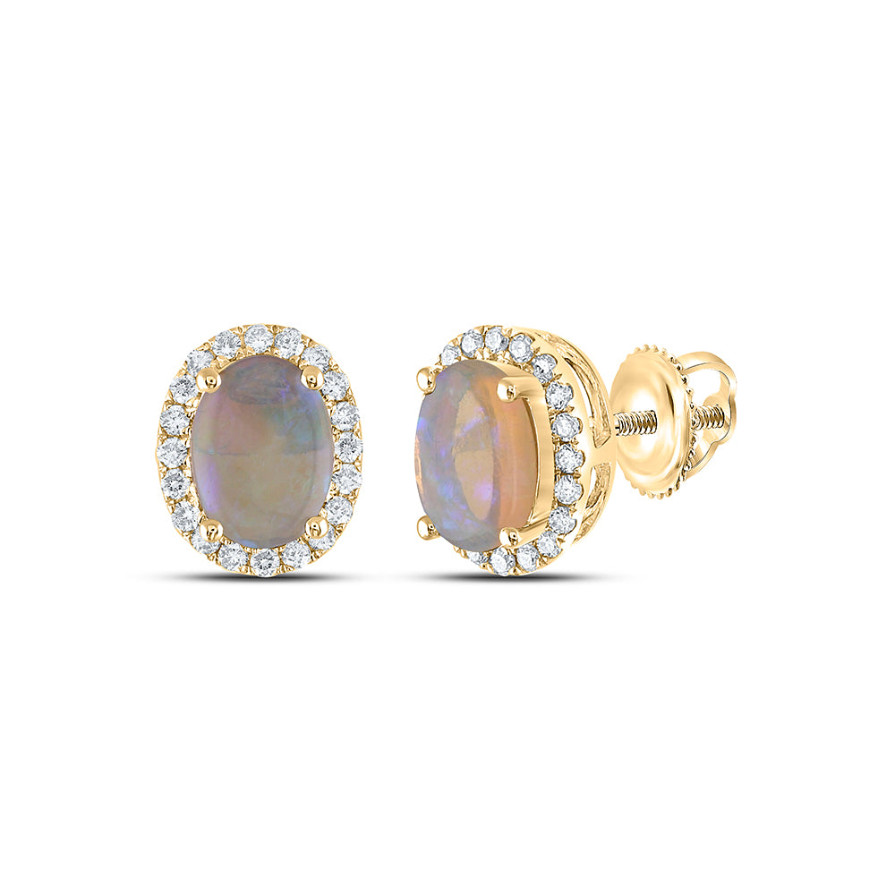1/5CTW-DIA ANA M 7X5MM-OPAL NAT GEM OVAL EARRING