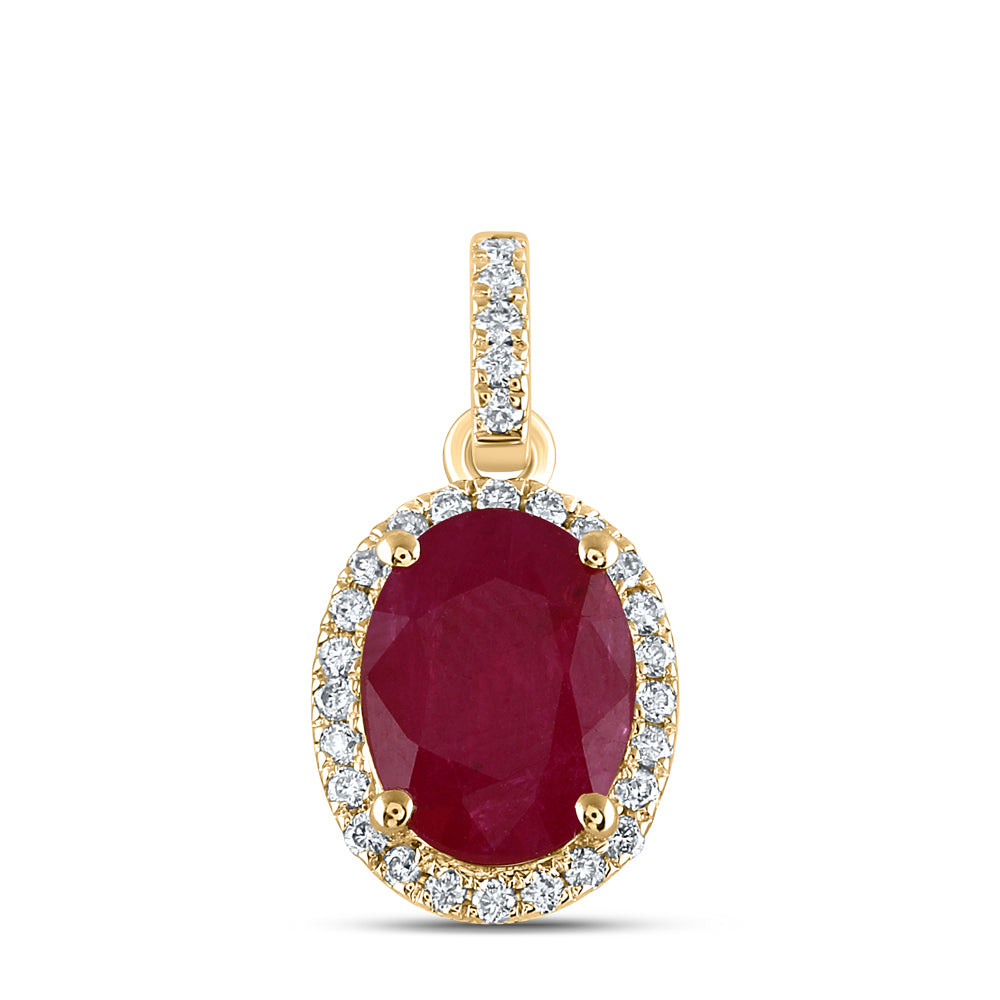 1/8CTW-DIA ANA M 8X6MM-RUBY NAT GEM PENDANT