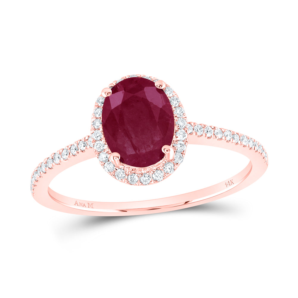 1/5CTW-DIA ANA M 8X6MM-RUBY NAT GEM RING