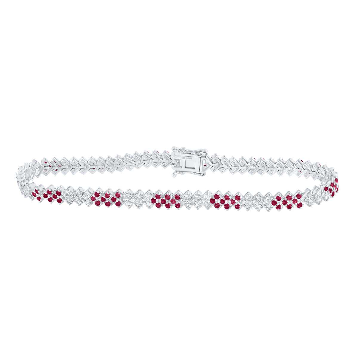 1 1/3CTW-DIA NKE 1 3/8CTW-RUBY NATURAL GEM BRACELET (7 INCH)