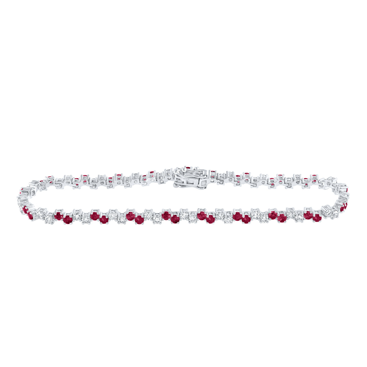 1 3/4CTW-DIA NKE 2CTW-RUBY NATURAL GEM BRACELET (7 INCH)