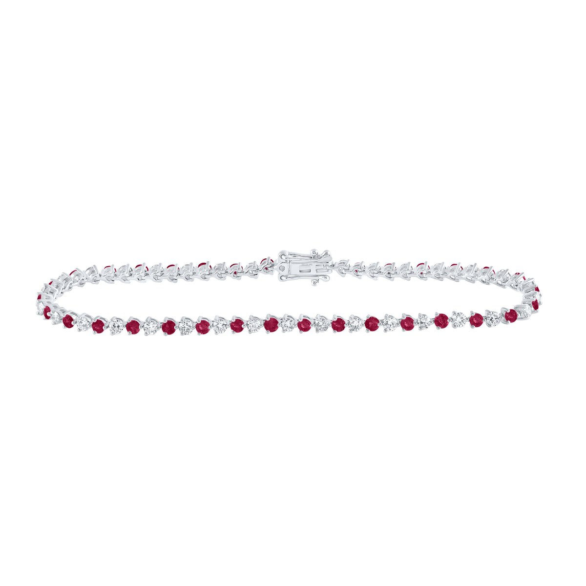 1 1/3CTW-DIA NKE 1 7/8CTW-RUBY NATURAL GEM BRACELET (7 INCH)