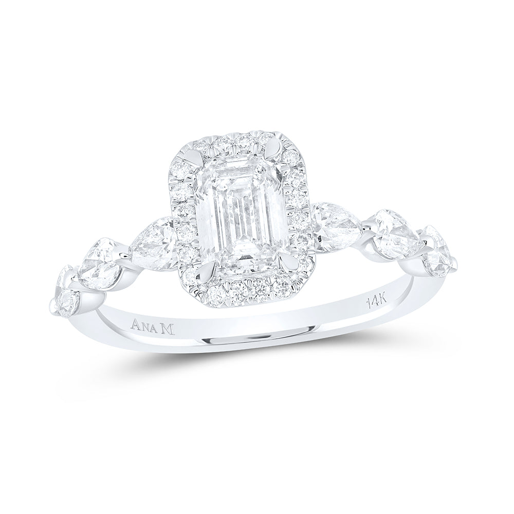 2CTW-DIA ANA M 1CT-EME SINGLE HALO ENGAGEMENT RING