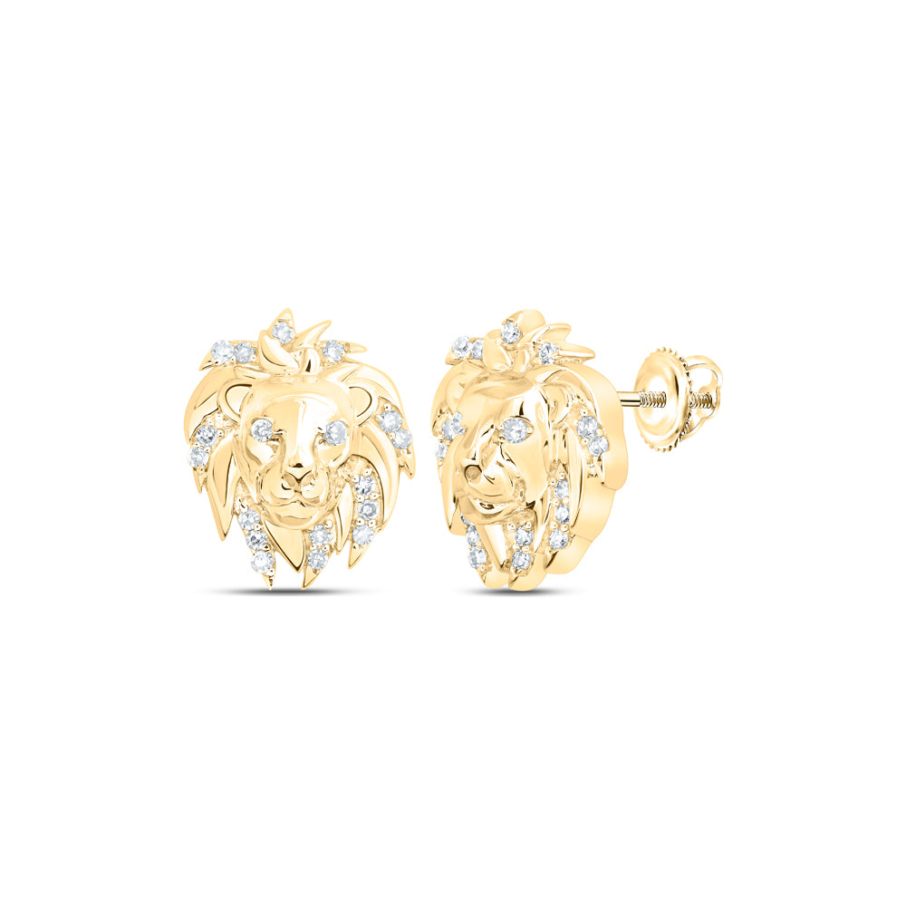 1/12CTW-DIA NK LION FACE EARRING