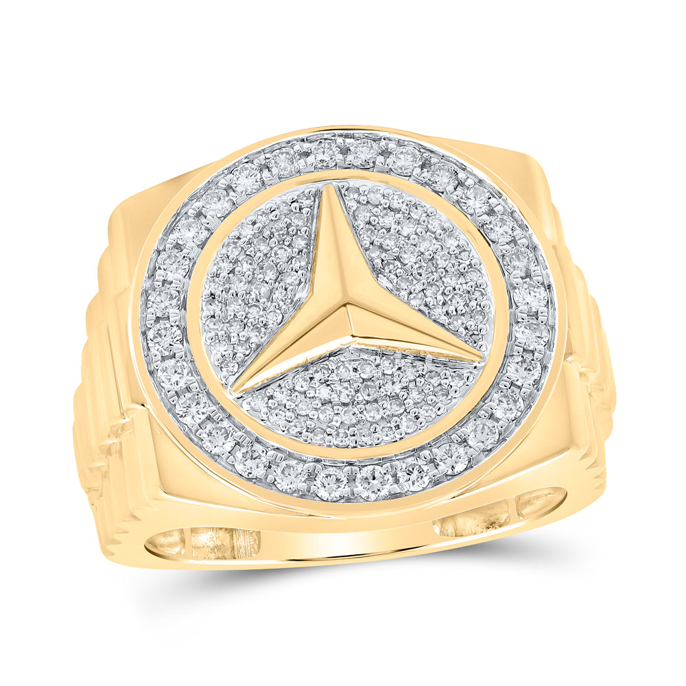 10k Yellow Gold Round Diamond Star Circle Ring 3/4 Cttw