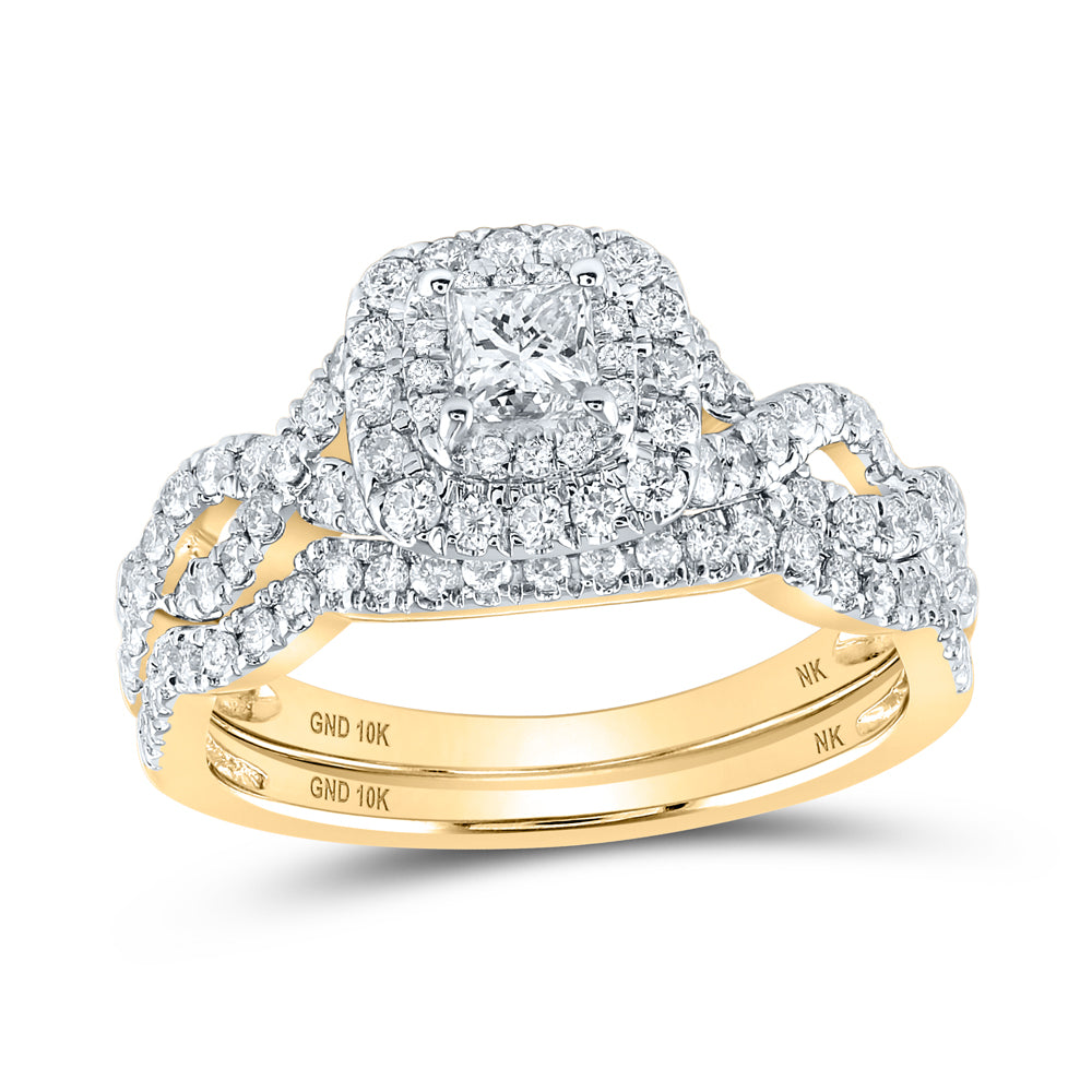 1CTW-DIA NK 1/3CT-CPR BLISS  BRIDAL SET SINGLE HALO