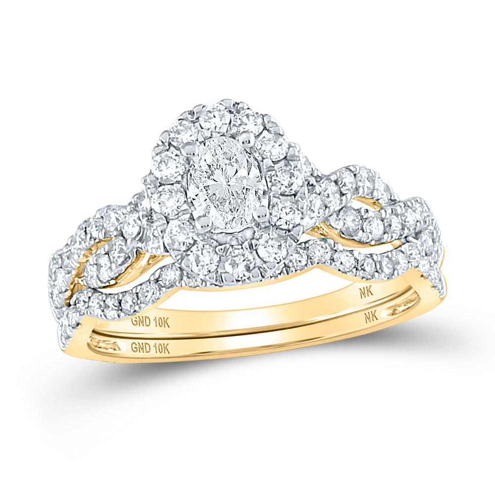 1CT-DIA NK 1/3CT-COVAL BRIDAL SET SINGLE HALO