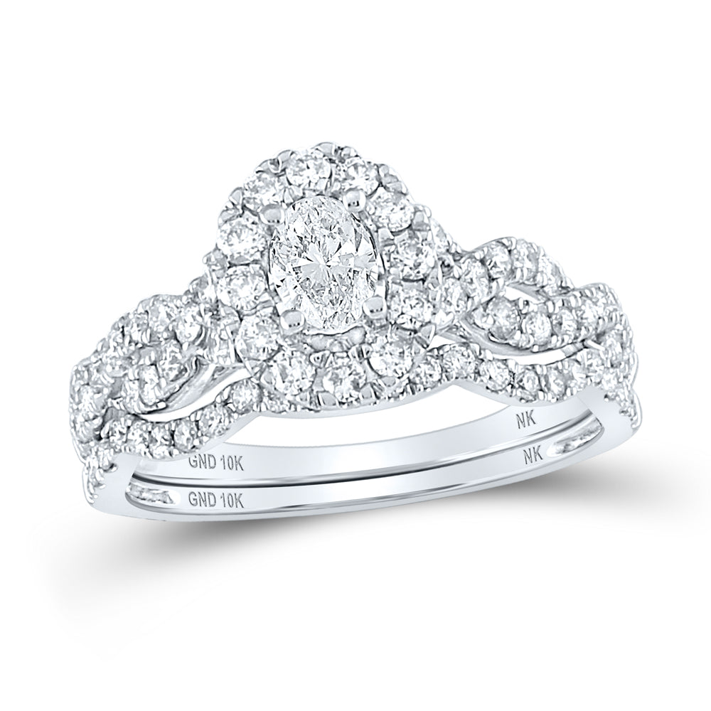 1CT-DIA NK 1/3CT-COVAL BRIDAL SET SINGLE HALO