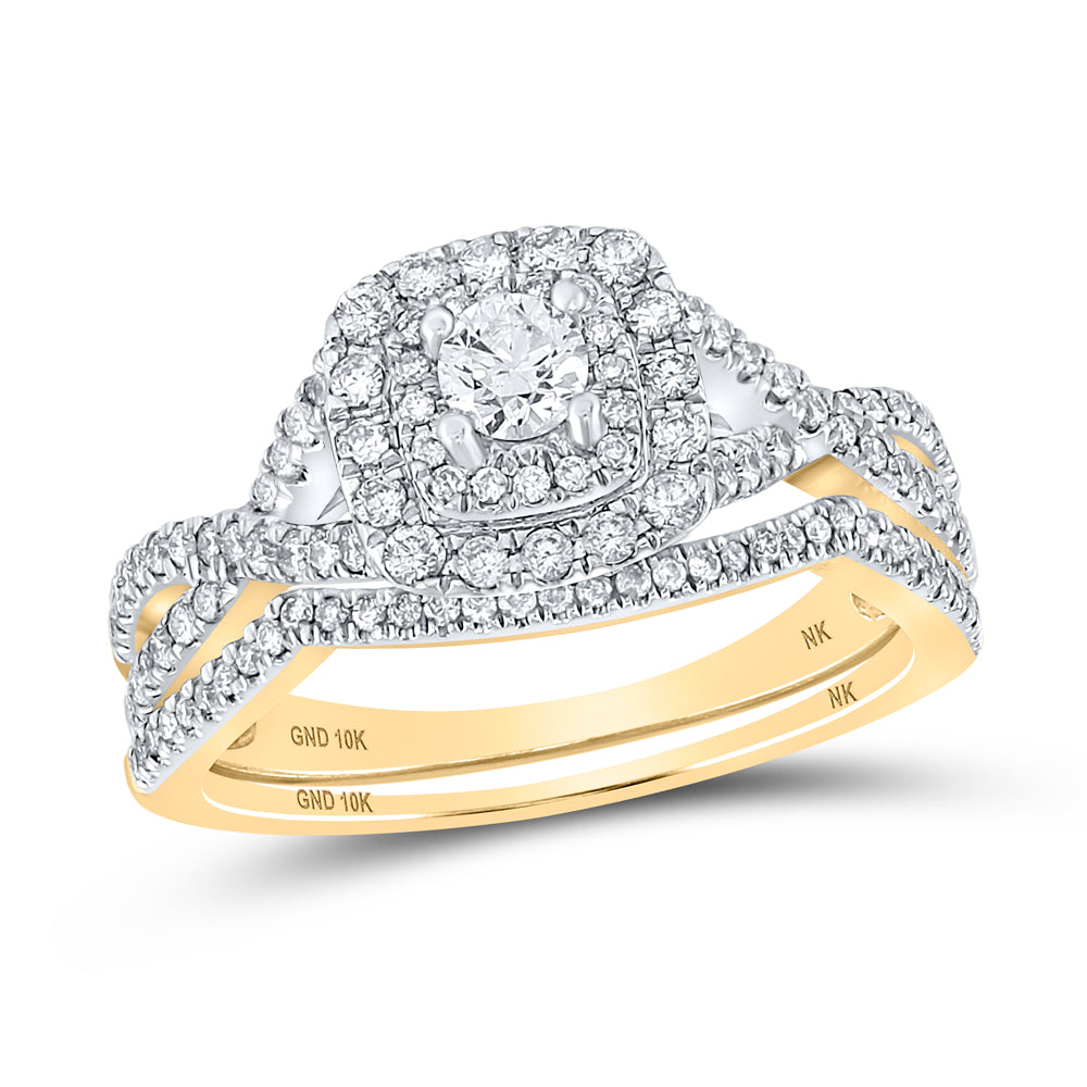 3/4CT-DIA NK 1/5CT-CRD BLISS DOUBLE HALO  BRIDAL SET