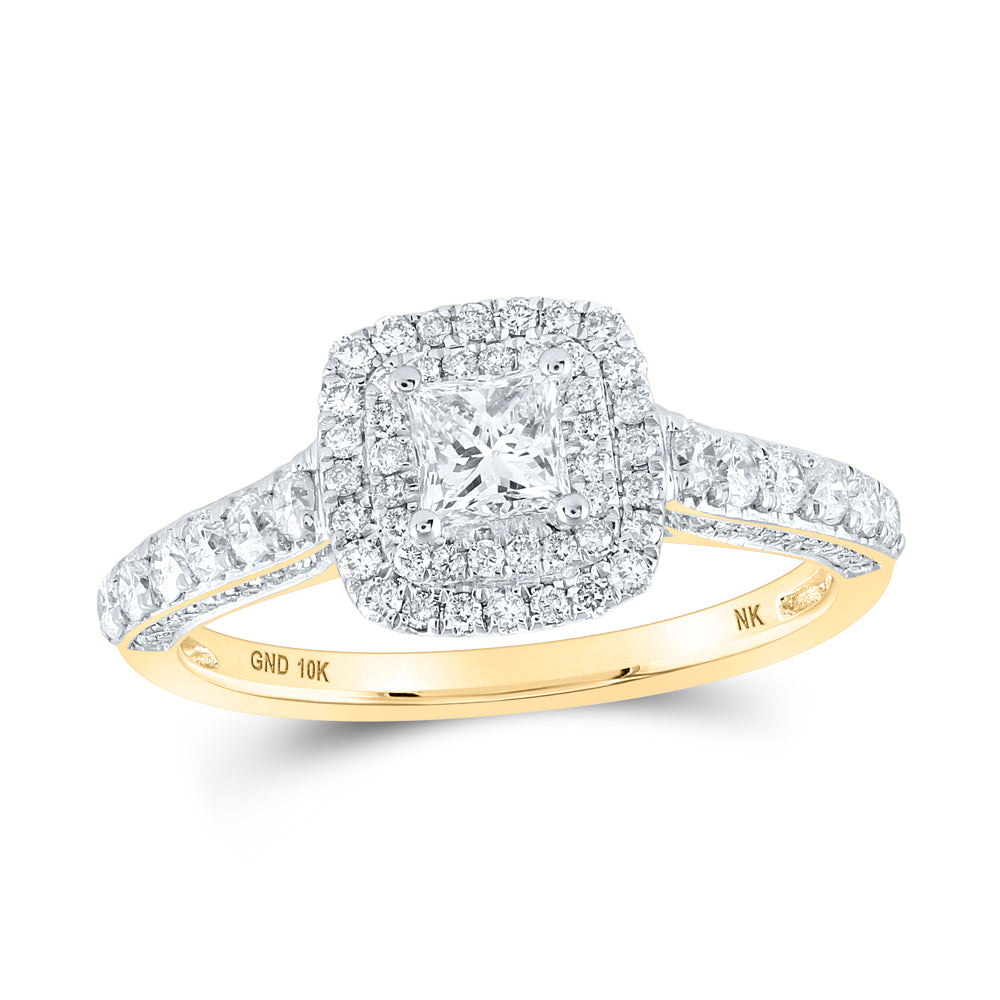 1CTW-DIA NK 1/3CT-CPR DOUBLE HALO ENGAGEMENT RING