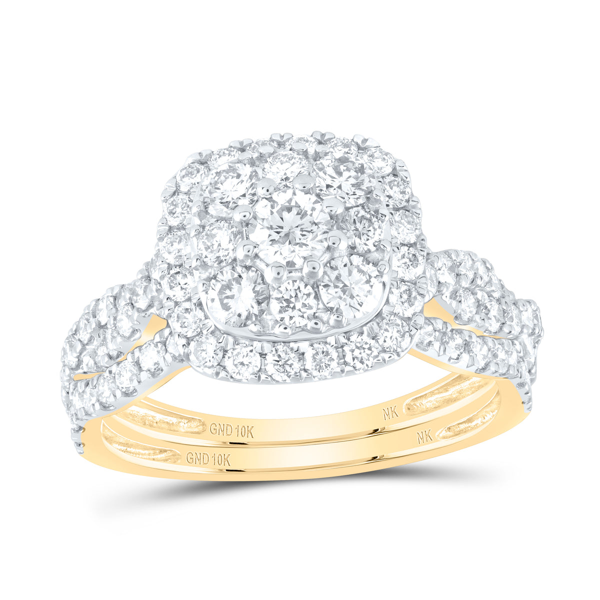 1 1/2CTW-DIA NK 1/5CT-CRD DOUBLE HALO  BRIDAL SET