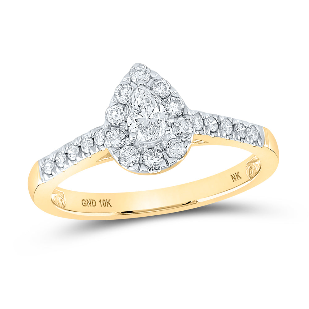 1/2CT-DIA NK 1/5CT-CPEAR SINGLE HALO ENGAGEMENT