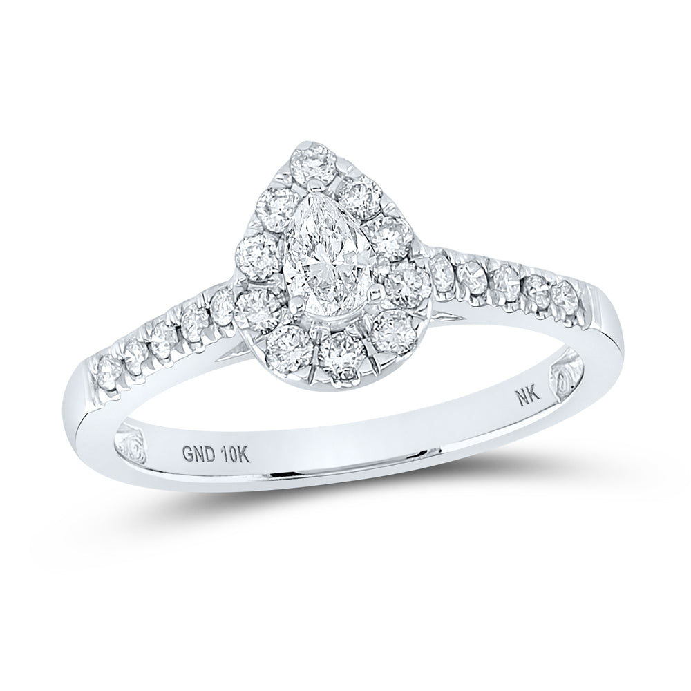 1/2CT-DIA NK 1/5CT-CPEAR SINGLE HALO ENGAGEMENT