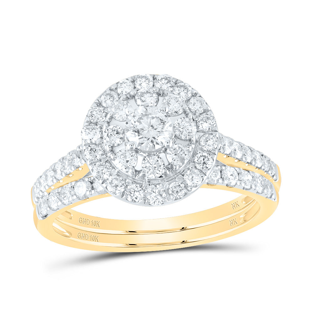 1CT-DIA NK 1/5CT-CRD-CS DOUBLE HALO  BRIDAL SET
