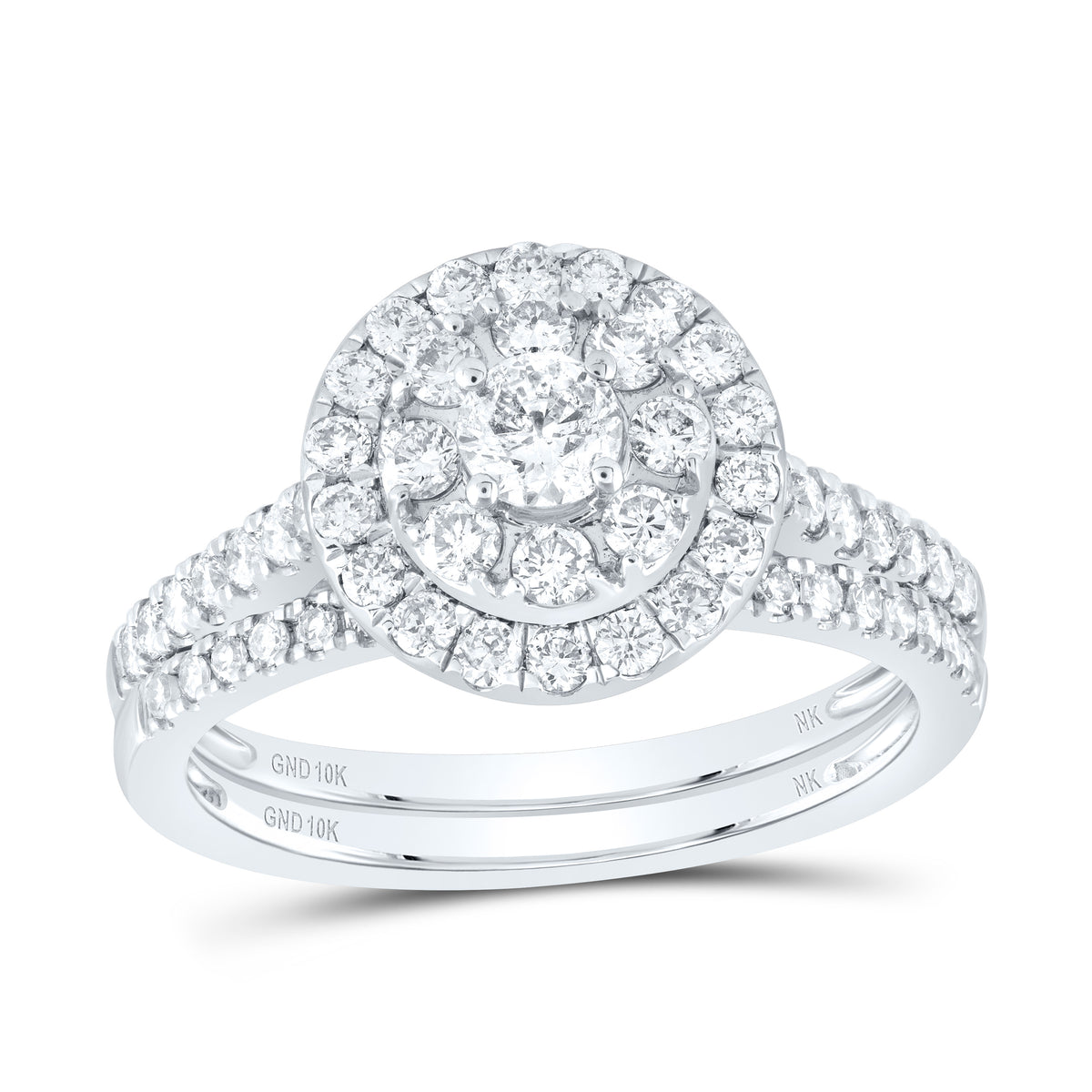 1CT-DIA NK 1/5CT-CRD-CS DOUBLE HALO  BRIDAL SET