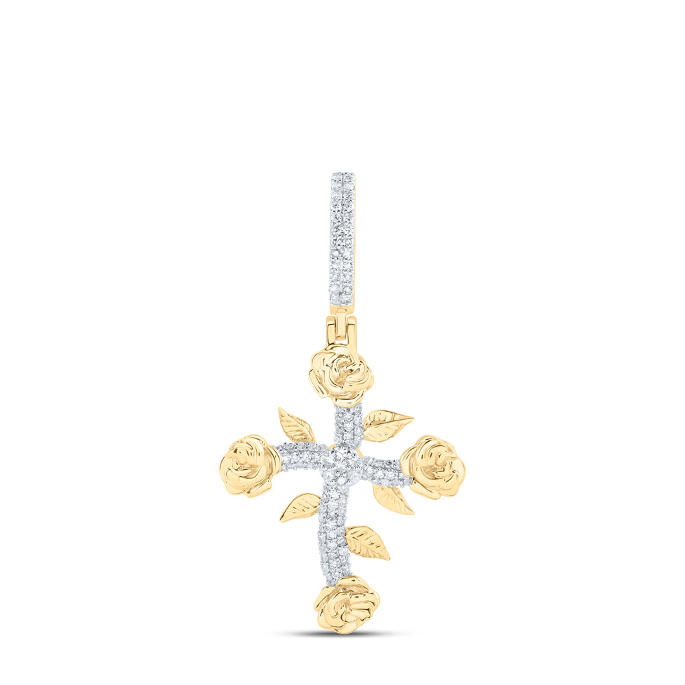 1/3CTW-DIA NK ROSE CROSS MENS CHARM