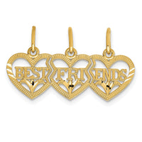 Load image into Gallery viewer, 14k Triple Heart Diamond-cut BEST FRIENDS Break-apart Pendant
