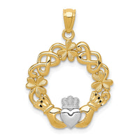 Load image into Gallery viewer, 14k Rhodium Claddagh Pendant
