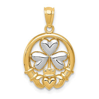Load image into Gallery viewer, 14k Rhodium-plated Shamrock and Claddagh Pendant
