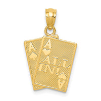 Load image into Gallery viewer, 14k Ace of Hearts and Ace of Spades ALL IN! Cards Pendant

