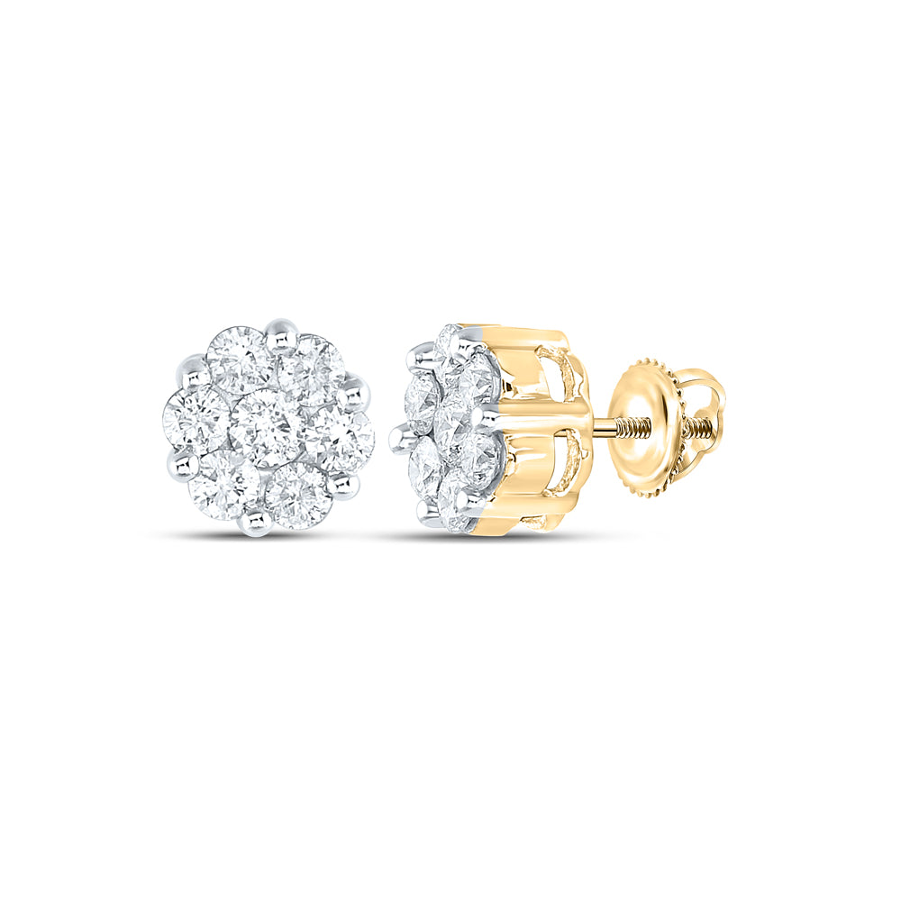 1 1/2CT-DIA NKP 2*0.15CT-CRD 12*0.10CTS FLOWER EARRING