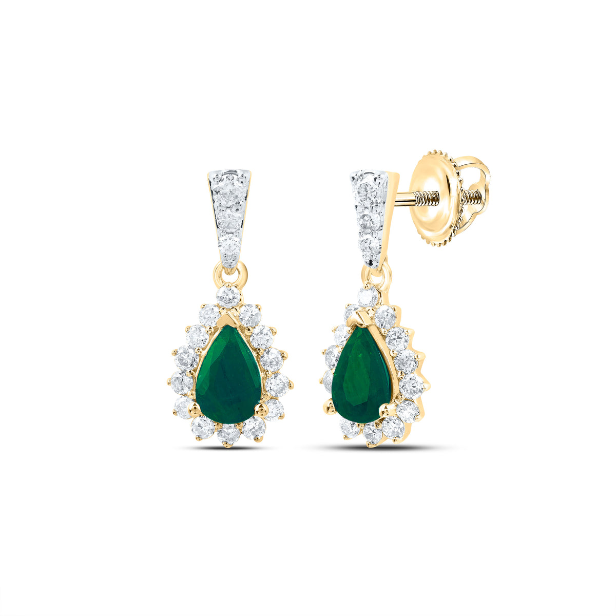 1/2CTW-DIA NK 6X4 MM EM-PEAR NAT GEM DANGLING EARRING