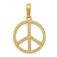 Load image into Gallery viewer, 14k Textured Peace Sign Pendant
