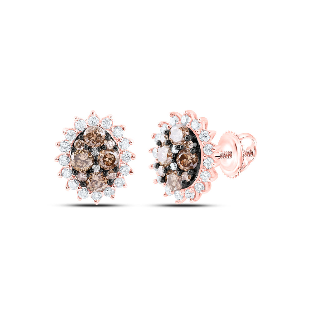 3/4CTW-DIA COGNAC OVAL EARRING