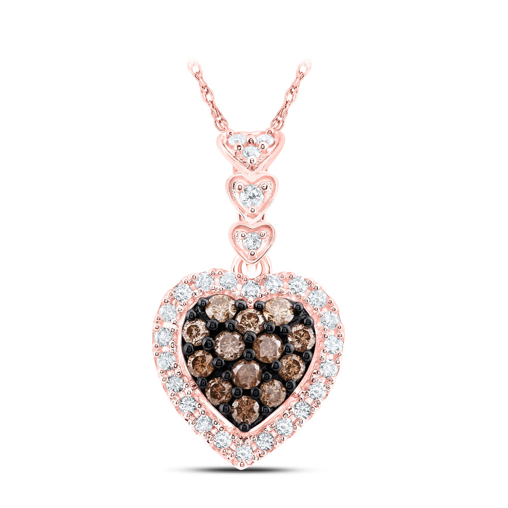 1/2CTW-DIA CN COGNAC HEART PENDANT