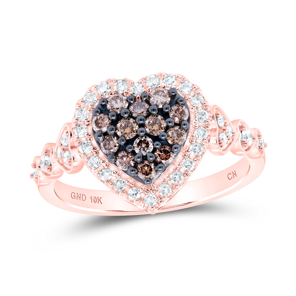 1/2CTW-DIA CN COGNAC HEART RING