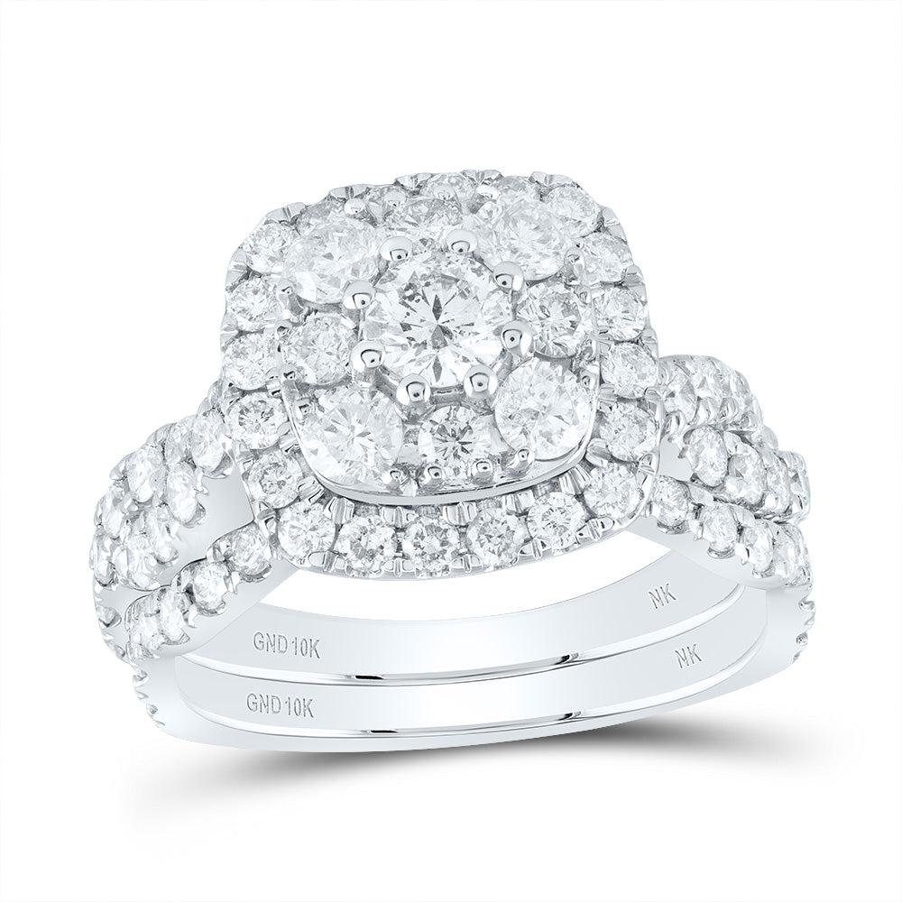2CTW-DIA NK 1/4CT-CRD BRIDAL SET SINGLE HALO