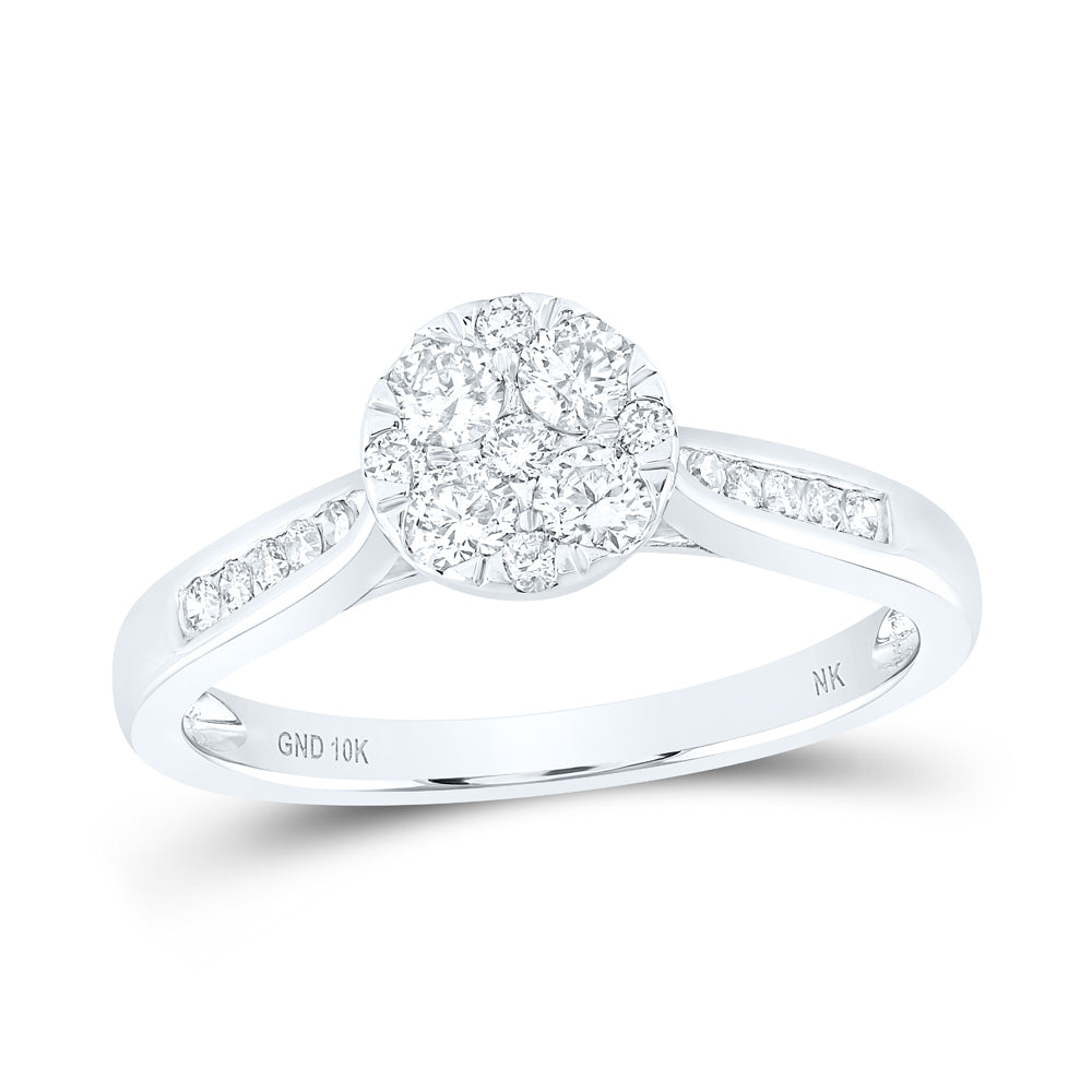 1/2CTW-DIA NK 4 STONE FLOWER RING