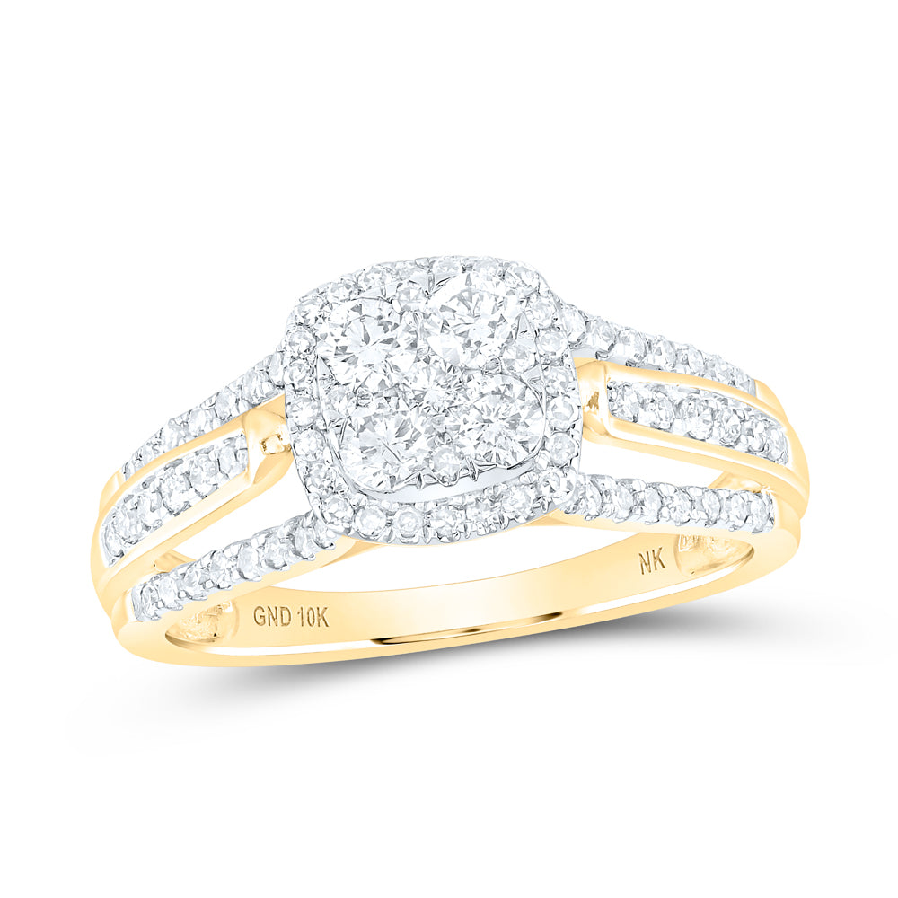 3/4CTW-DIA NK 4 STONE FLOWER RING