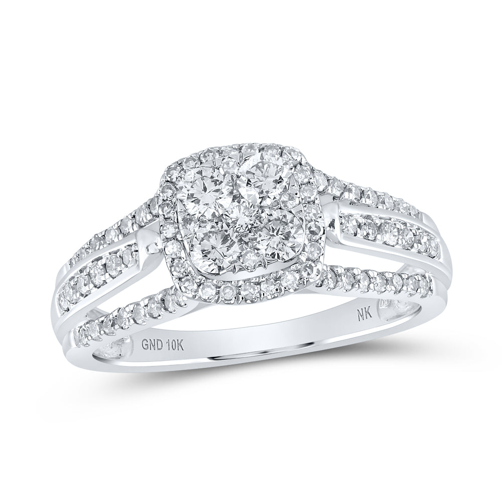 3/4CTW-DIA NK 4 STONE FLOWER RING