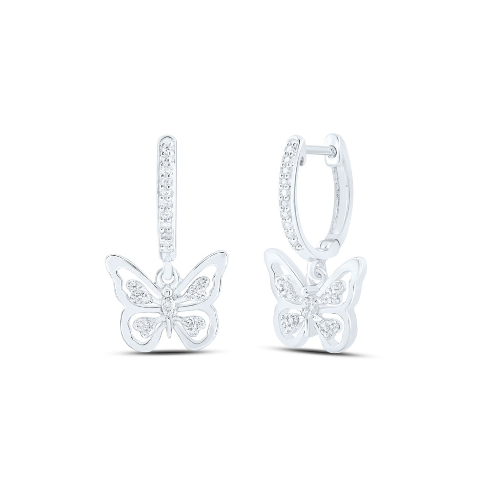 1/6CTW-DIA NK GIFT DANGLING BUTTERFLY EARRING