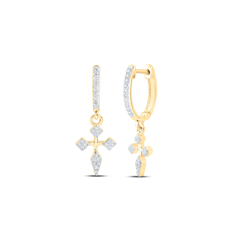 1/6CTW-DIA NK CROSS DANGLING EARRING