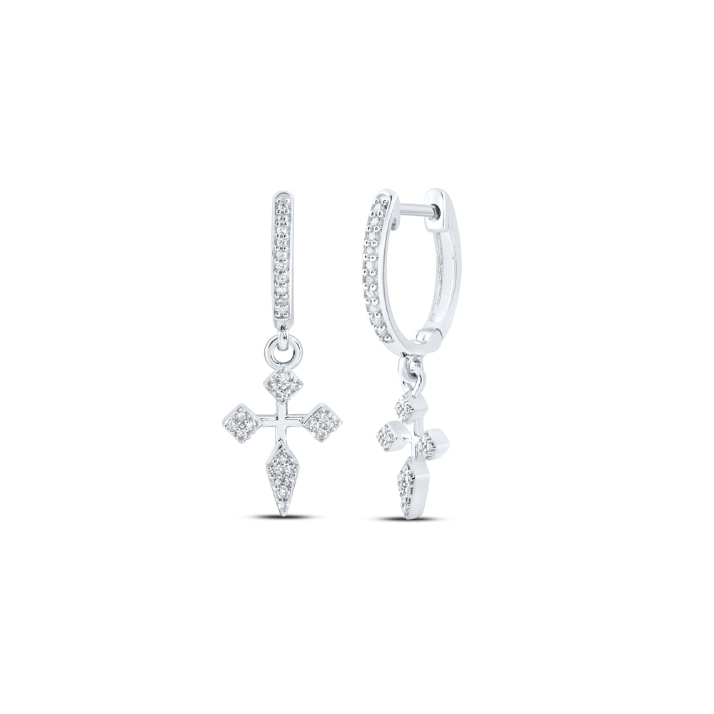 1/6CTW-DIA NK GIFT DANGLING CROSS EARRING