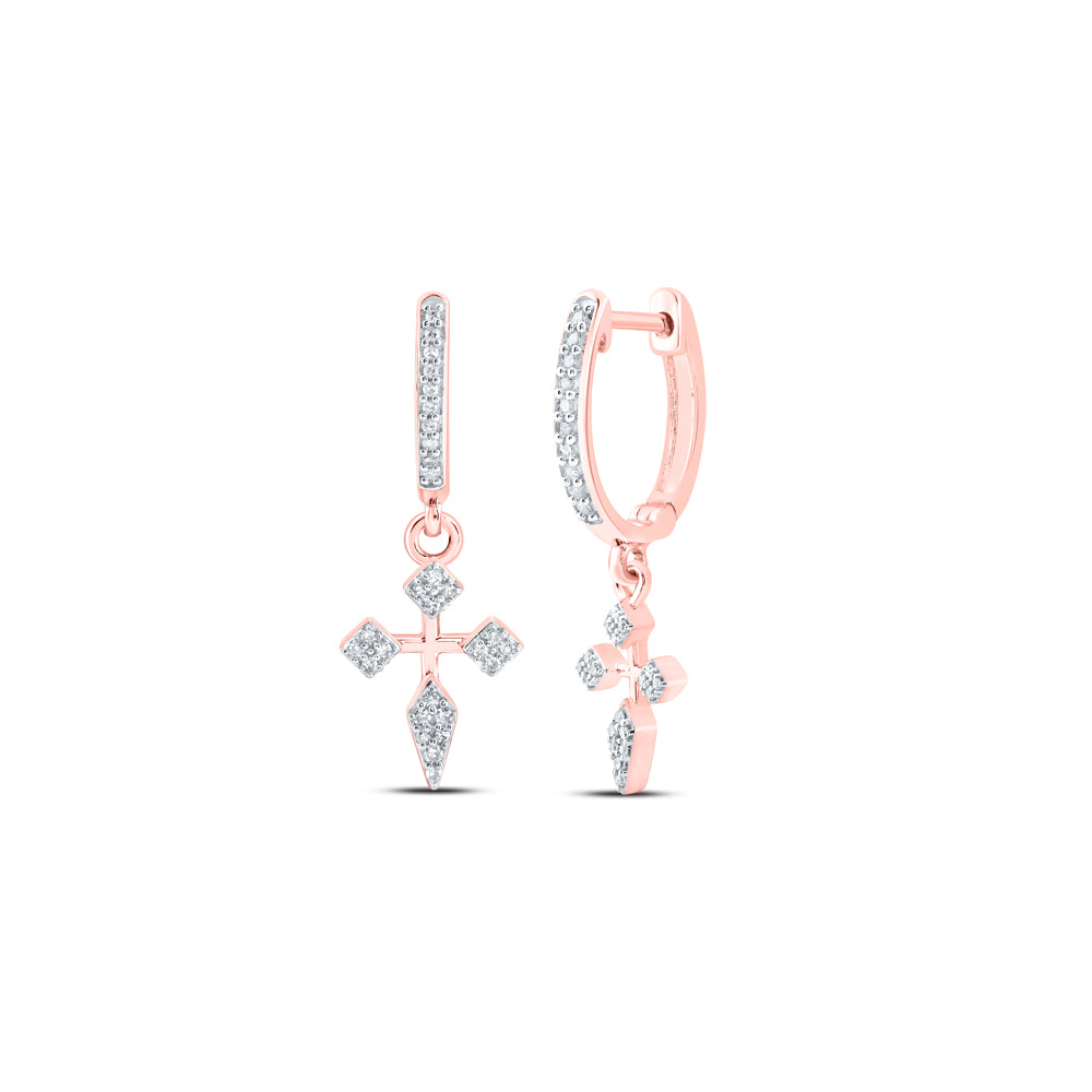 1/6CTW-DIA NK CROSS DANGLING EARRING