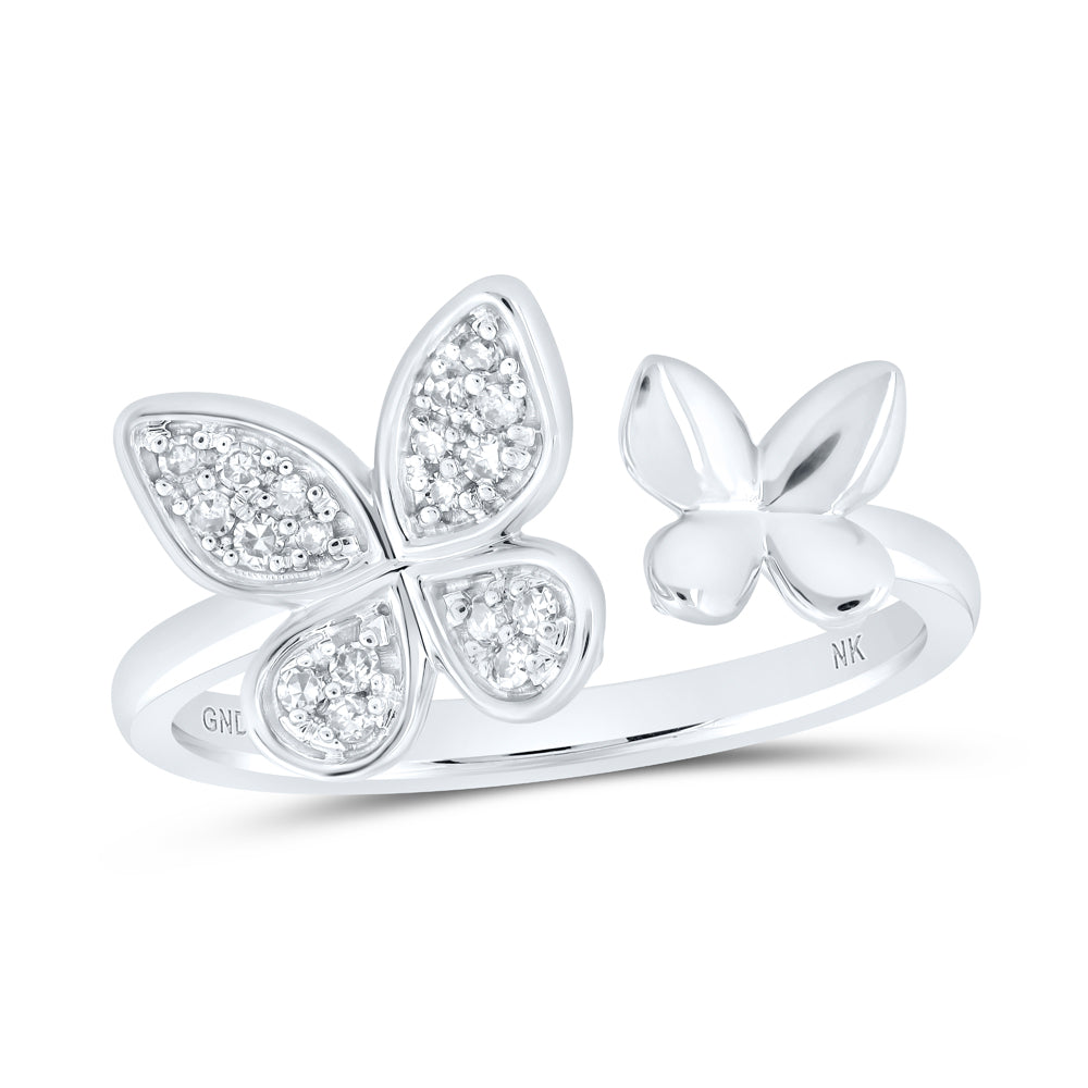 1/10 CTW-DIA NK BUTTERFLY CUFF RING
