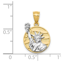 Load image into Gallery viewer, 14k Two-tone Lady Liberty on American Flag Disk Pendant
