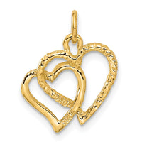 Load image into Gallery viewer, 14K Polished and Textured Double Heart Pendant
