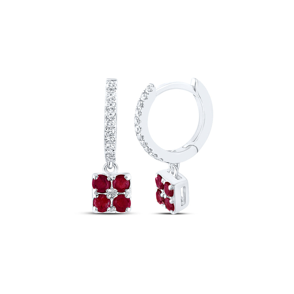 1/10CTW-DIA NKE 1/4CTW-RUBY NATURAL GEM DANGLING EARRING