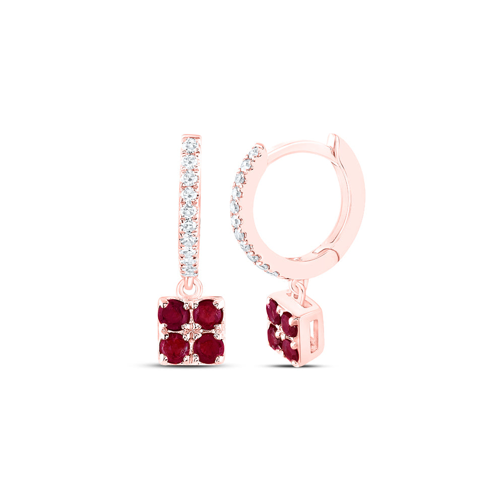 1/10CTW-DIA NKE 1/4CTW-RUBY NATURAL GEM DANGLING EARRING